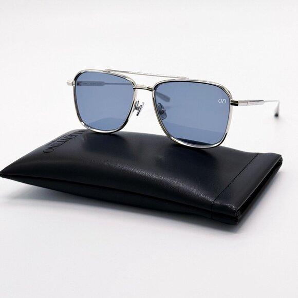 NEW VALENTINO SUNGLASSES VLS-168B LIMITED EDITION SILVER/BLUE UNISEX EYEWEAR